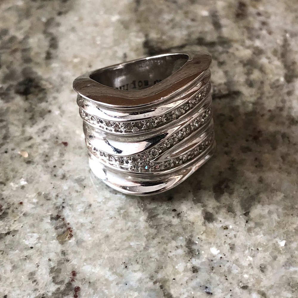 Lia Sophia Silver Rhinestone Ring size 6